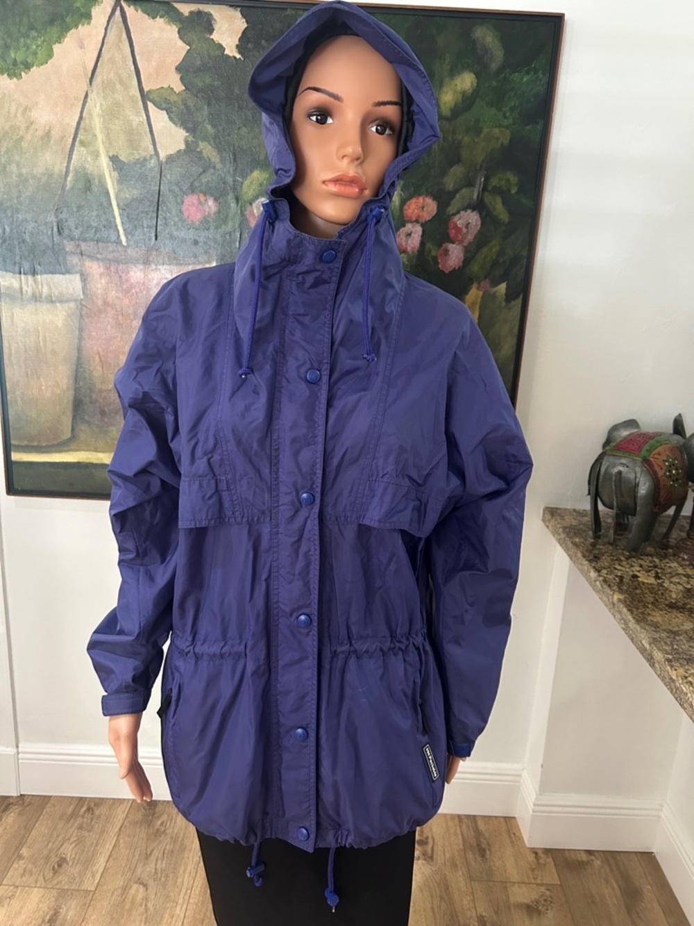 Helly Hansen vintage packable blue lightweight windbreaker/rain jacket